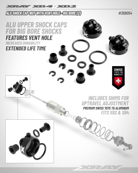 ALU SHOCK CAP-NUT WITH VENT HOLE - BIG BORE (2)