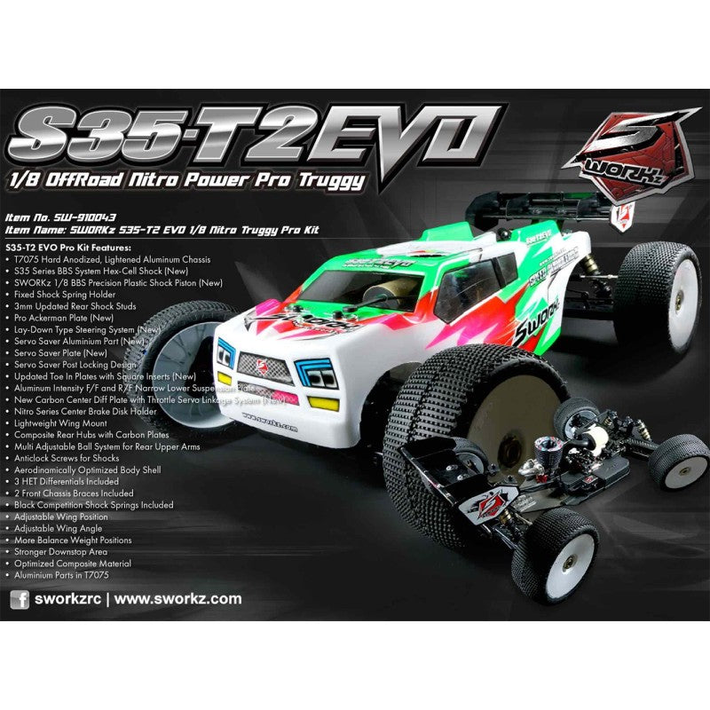 SWORKz S35-T2 EVO 1/8 Pro Nitro Truggy Kit