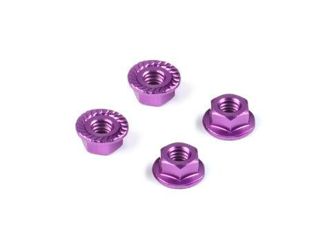ALU NUT M4 WITH SERRATED FLANGE - VIOLET (4)