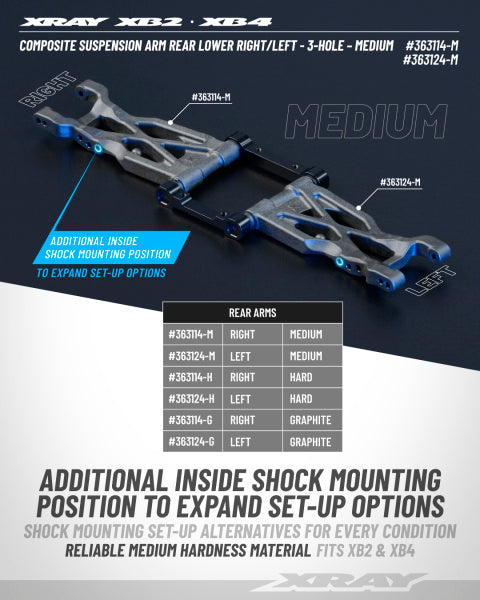 COMPOSITE SUSPENSION ARM REAR LOWER LEFT - 3-HOLE - MEDIUM