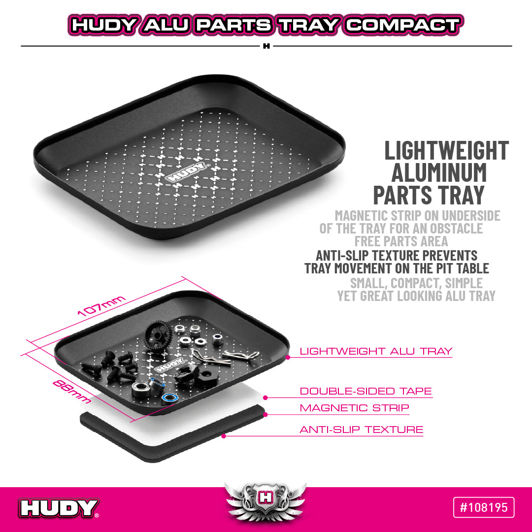 HUDY ALU PARTS TRAY COMPACT - MAGNETIC & ANTI-SLIP
