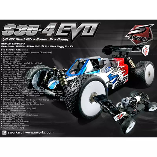 SWORKz S35-4 EVO 1/8 Pro Nitro Buggy Kit