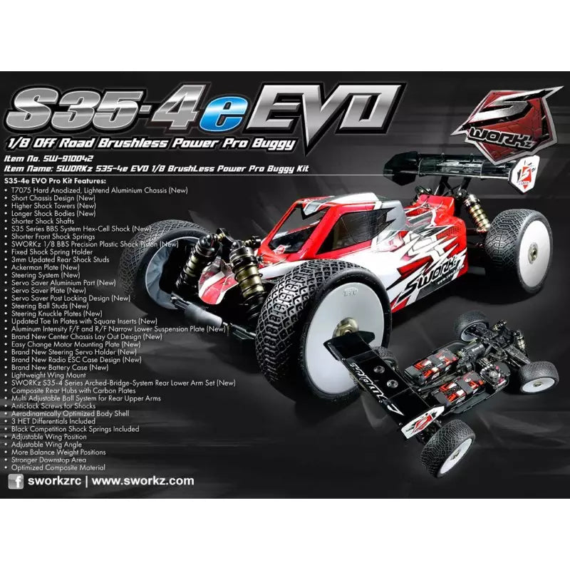 SWORKz S35-4E EVO 1/8 Pro Brushless Buggy Kit