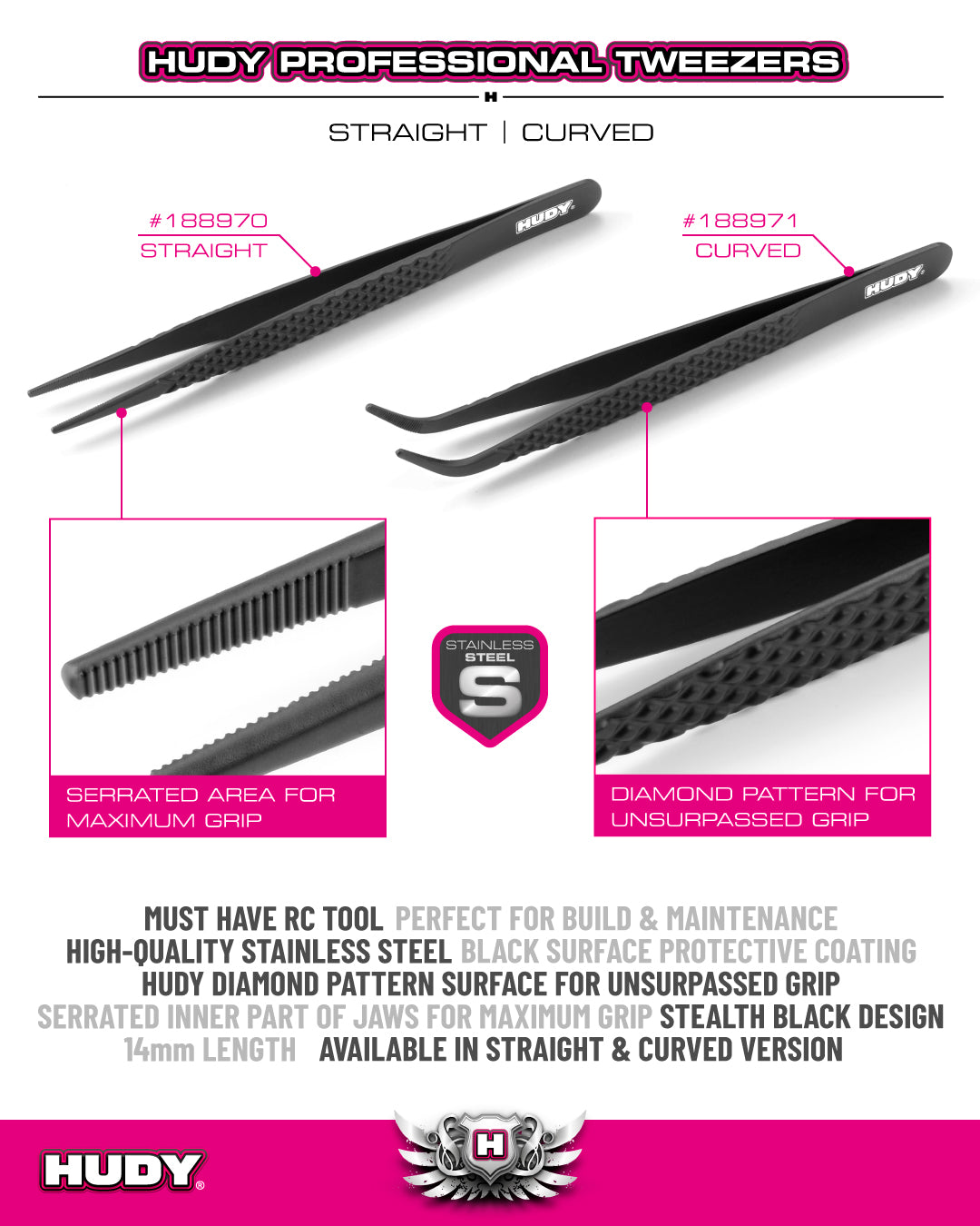 HUDY PROFESSIONAL TWEEZERS CURVED